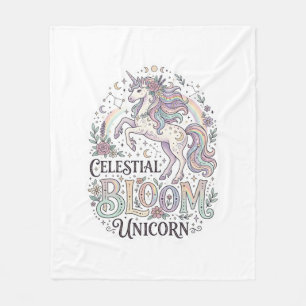 Unicorn Celestial Bloom Unicorn Premium Vector Typ Fleece Blanket