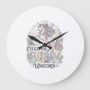 Unicorn Celestial Bloom Unicorn Premium Vector Typ Large Clock