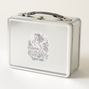 Unicorn Celestial Bloom Unicorn Premium Vector Typ Metal Lunch Box