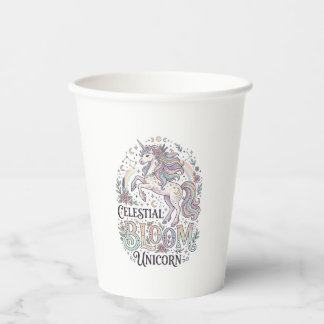 Unicorn Celestial Bloom Unicorn Premium Vector Typ Paper Cups