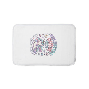 Unicorn Celestial Cutie Club Retro Style Product G Bath Mat