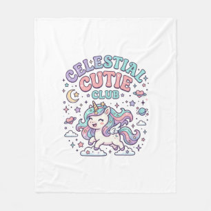 Unicorn Celestial Cutie Club Retro Style Product G Fleece Blanket