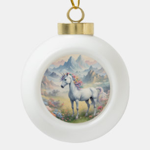 Unicorn Ceramic Ball Christmas Ornament