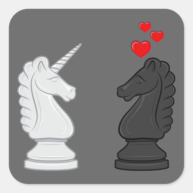 Unicorn Chess Knight Square Sticker (Front)