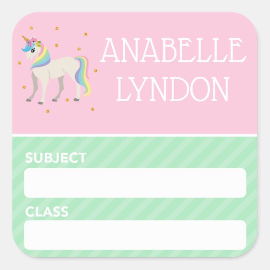 Unicorn Child School Name Label Editable Colour Zazzle Co Nz