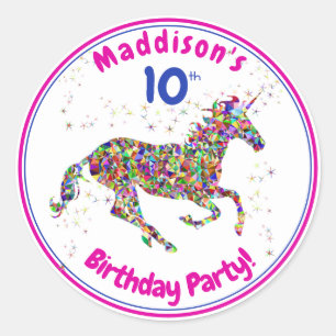 Unicorn, Child's Birthday Classic Round Sticker