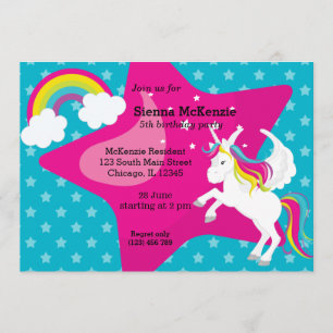 Unicorn * CHOOSE your background colour Invitation