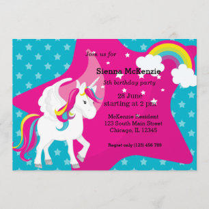Unicorn * CHOOSE your background colour Invitation