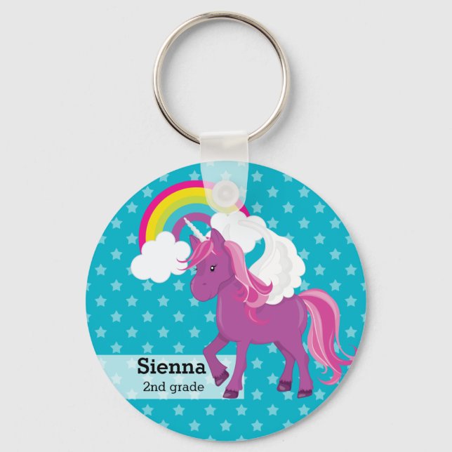 Unicorn * Choose your background colour Key Ring (Front)