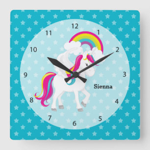 Unicorn * Choose your background colour Square Wall Clock