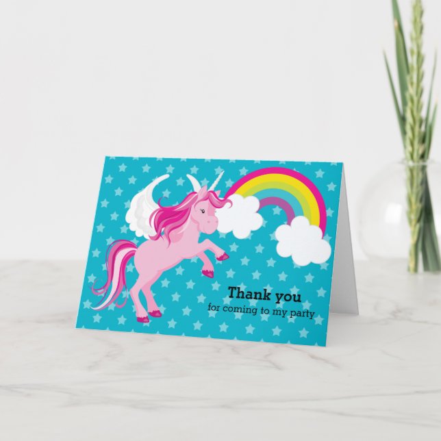 Unicorn * Choose your background colour Thank You Card (Front)