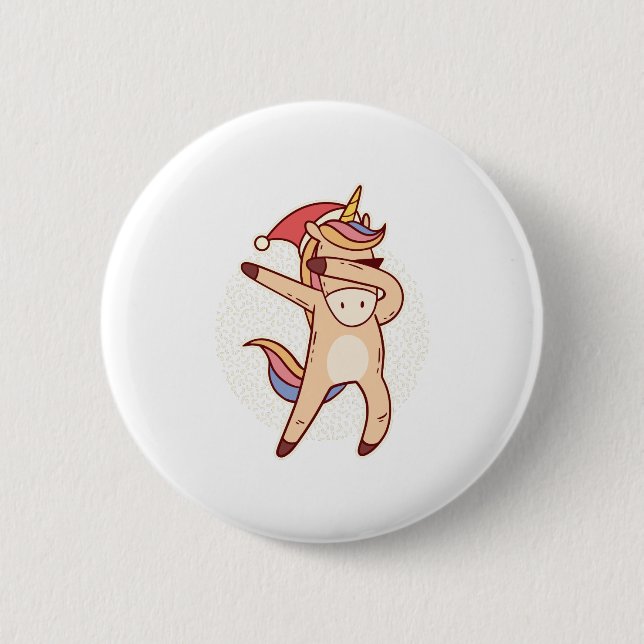 unicorn christmas 6 cm round badge (Front)