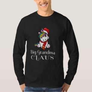 Unicorn Christmas Big Grandma Claus Matching Santa T-Shirt