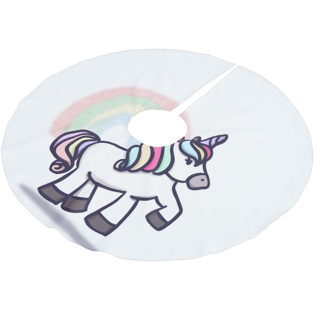 Unicorn Christmas Brushed Polyester Tree Skirt (Angled)