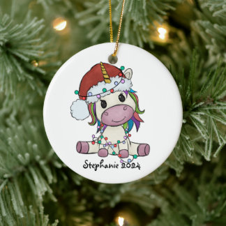 Unicorn Christmas Lights  Ceramic Tree Decoration