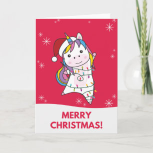 Unicorn Christmas Snow Winter Animals Unicorns Car Card