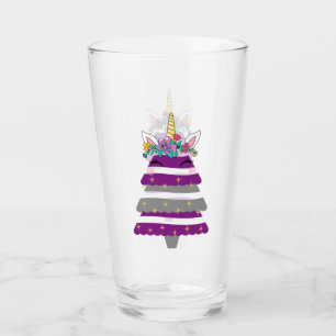 Unicorn Christmas Tree Glass Cup
