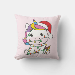 Unicorn Christmas Winter Animals Holiday Unicorns Cushion