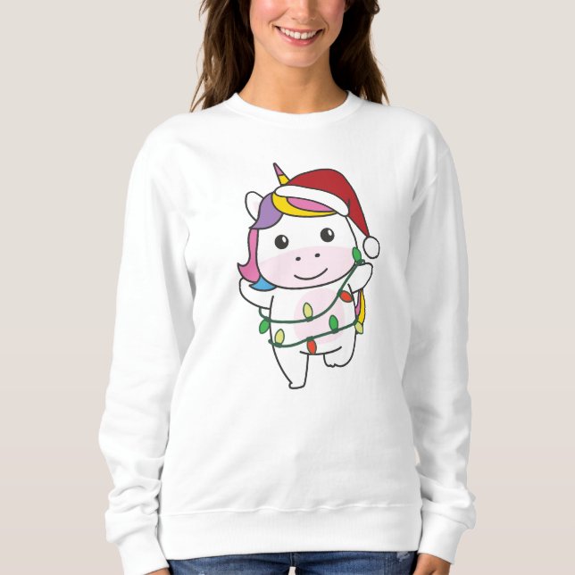 Unicorn Christmas Winter Animals Holiday Unicorns Sweatshirt (Front)