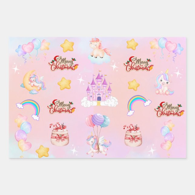 Unicorn Christmas Wrapping Paper (Front)
