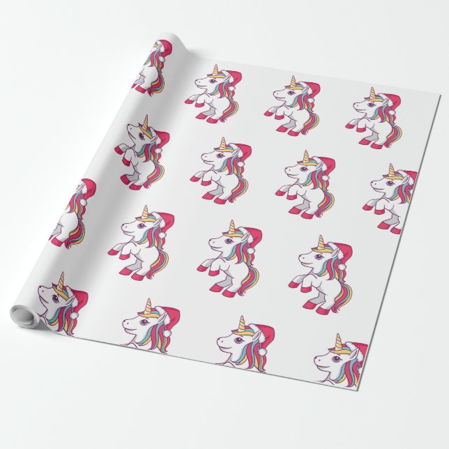 Unicorn Christmas Wrapping Papers, Unicorn Wrapping Paper (Unrolled)