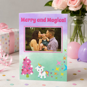 Unicorn Christmas Your Family Photo Holiday Card
