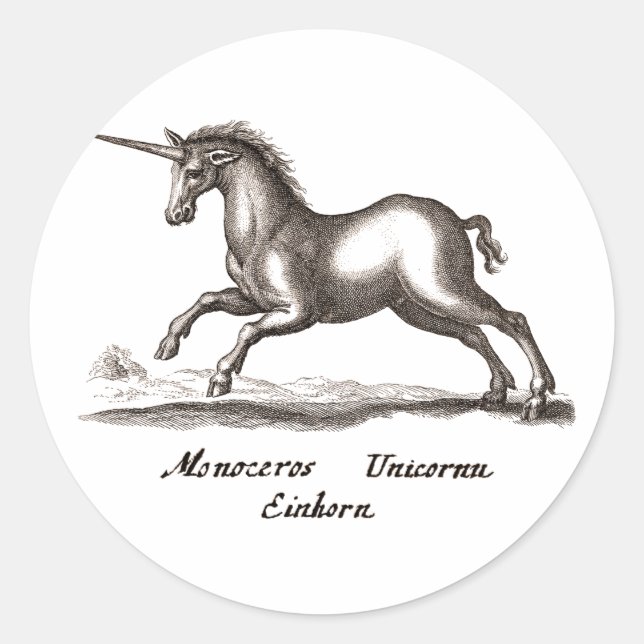 Unicorn Classic Running Magic Woodland Creature Classic Round Sticker (Front)