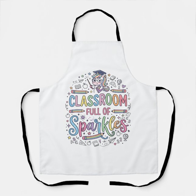 Unicorn Classroom Full of Sparkles Original Merch  Apron (Front)