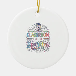Unicorn Classroom Full of Sparkles Original Merch  Ceramic Tree Decoration