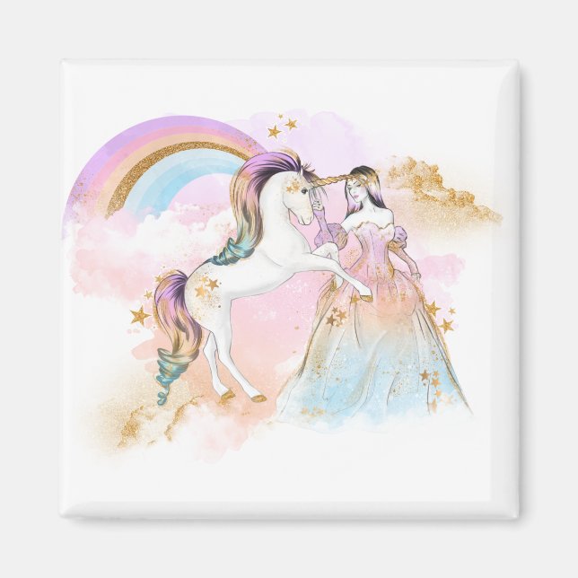 Unicorn Clipart Rainbow Fairytale Magnet (Front)