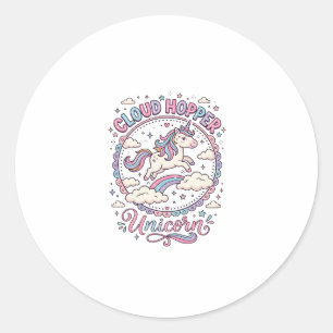 Unicorn Cloud Hopper Unicorn Playful Cute Gift Des Classic Round Sticker