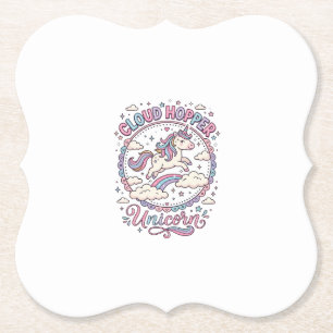 Unicorn Cloud Hopper Unicorn Playful Cute Gift Des Paper Coaster