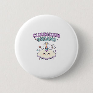 Unicorn Cloudicorn Dreams Trendy Graphic Tee Desig 6 Cm Round Badge