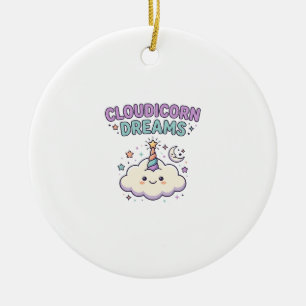 Unicorn Cloudicorn Dreams Trendy Graphic Tee Desig Ceramic Tree Decoration