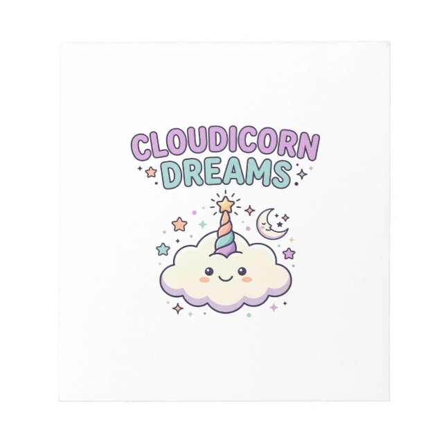 Unicorn Cloudicorn Dreams Trendy Graphic Tee Desig Notepad (Front)