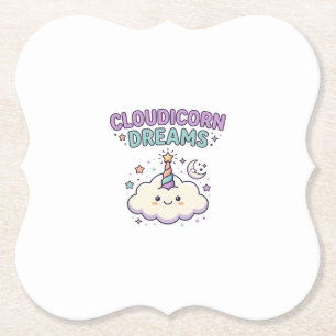Unicorn Cloudicorn Dreams Trendy Graphic Tee Desig Paper Coaster