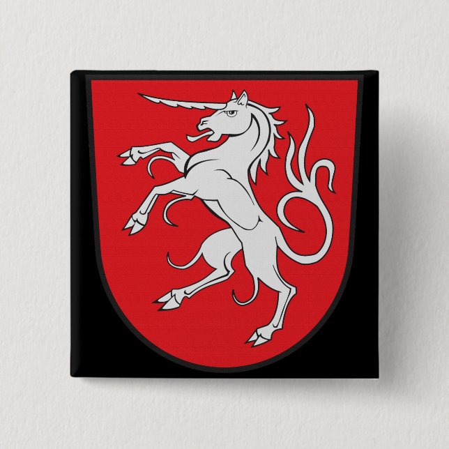 Unicorn Coat of Arms - Schwabisch Gmund Germany 15 Cm Square Badge (Front)
