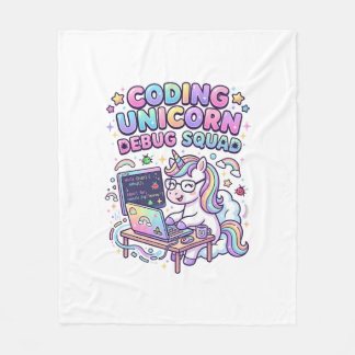 Unicorn Coding Unicorn Debug Squad Charming Market Fleece Blanket