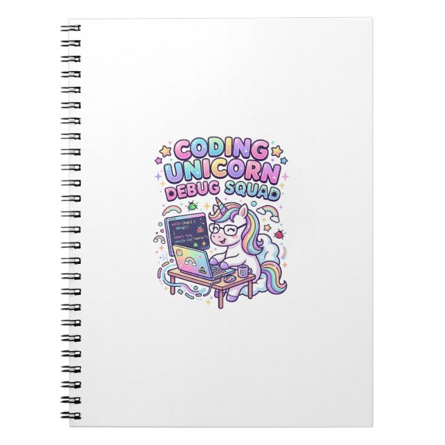 Unicorn Coding Unicorn Debug Squad Charming Market Notebook (Front)