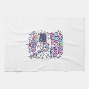 Unicorn Coding Unicorn Debug Squad Charming Market Tea Towel