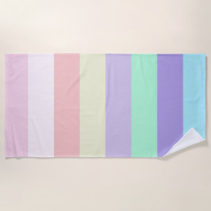 Unicorn Colour Stripes  Beach Towel