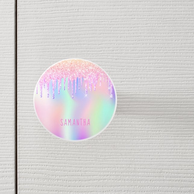 Unicorn coloured glitter drips girl ceramic knob (Creator Uploaded)