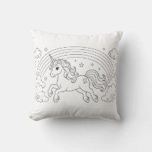 Unicorn Colouring Book Pillow | Kids Room Decor