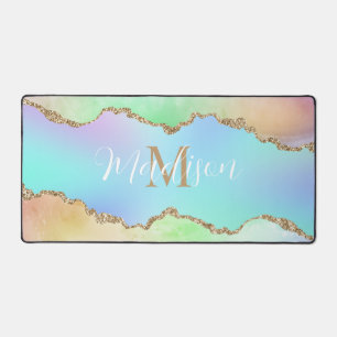 Unicorn Colours Pastel Rainbow Monogram Desk Mat