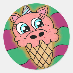 unicorn cone classic round sticker