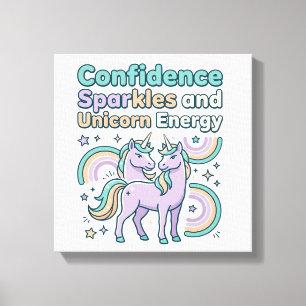 Unicorn Confidence Sparkles and Unicorn Energy Tre Canvas Print