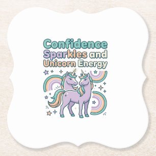 Unicorn Confidence Sparkles and Unicorn Energy Tre Paper Coaster