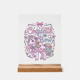 Unicorn Coquette Bow Unicorn Cute Pastel Graphic T Acrylic Sign