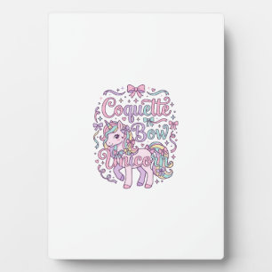 Unicorn Coquette Bow Unicorn Cute Pastel Graphic T Plaque