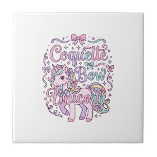 Unicorn Coquette Bow Unicorn Cute Pastel Graphic T Tile